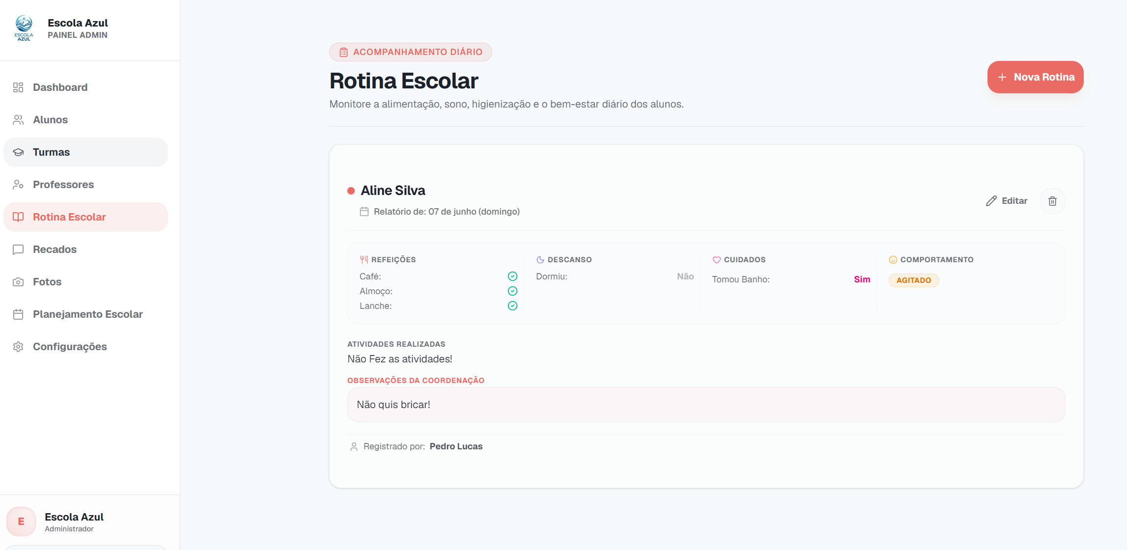 Rotina Escolar